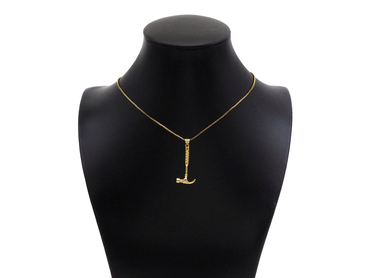 18K Gold Hammer Shape Pendant, Necklace Bracelet Charm Pendant,15x40mm,Sku#FH163