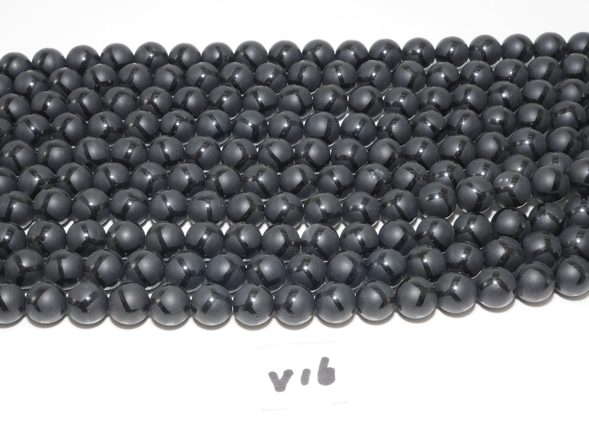 Black Onyx Matte Round Smooth with Football line Beads, 6mm/8mm/10mm/12mm Round Matte onyx, Patterned Onyx, 15.5inch strand, SKU#V16