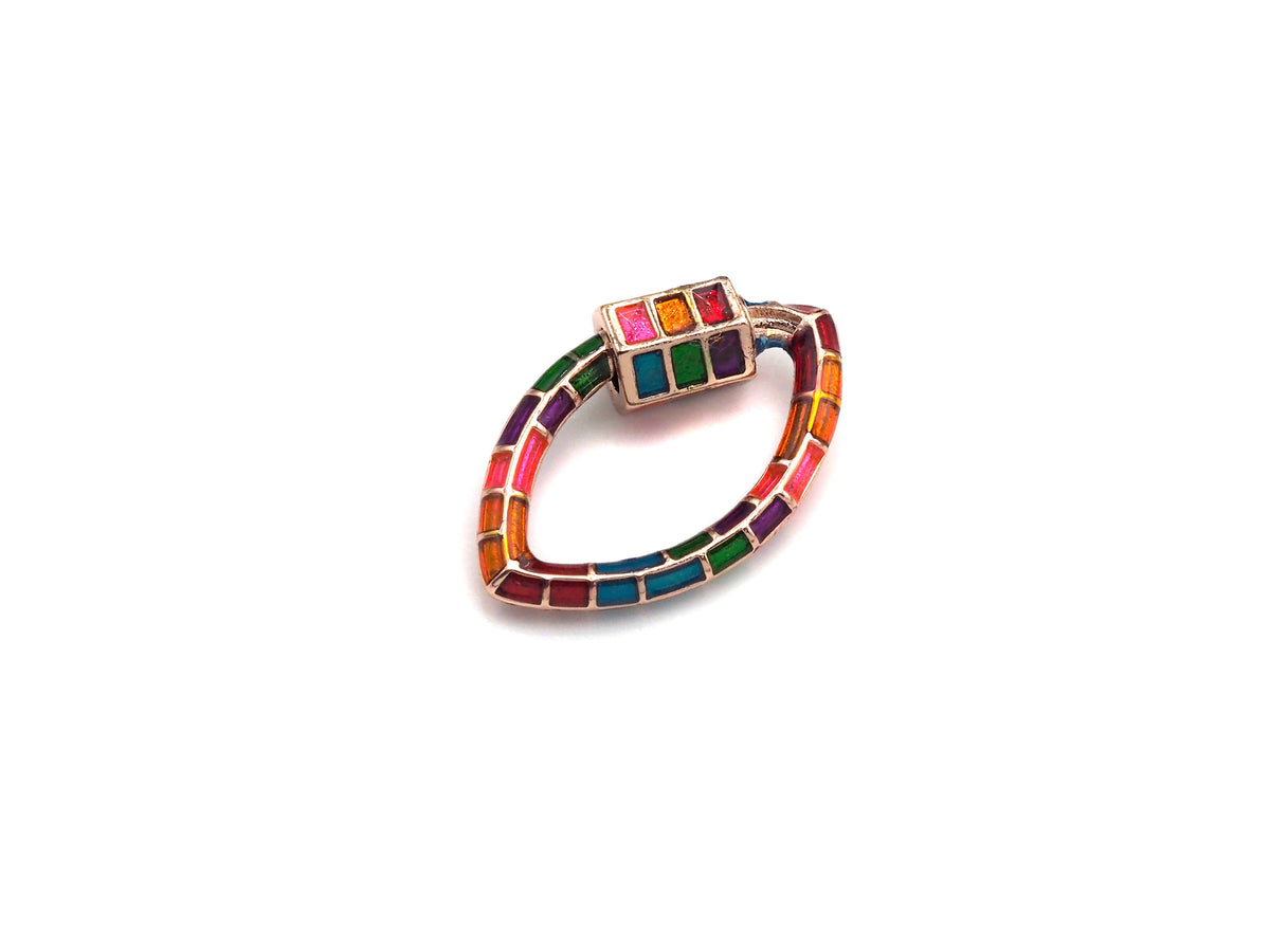 Colorful Enamel pave Oval Evil Eye Shape Clasp, Gold/Silver/Rose Gold/Gunmetal Carabiner Clasp, 15x25mm, sku#H228