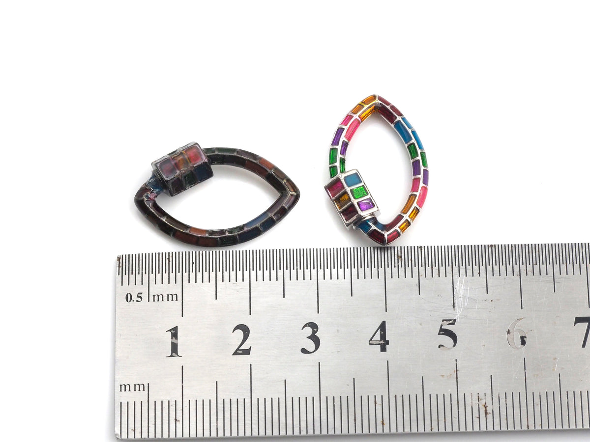 Colorful Enamel pave Oval Evil Eye Shape Clasp, Gold/Silver/Rose Gold/Gunmetal Carabiner Clasp, 15x25mm, sku#H228