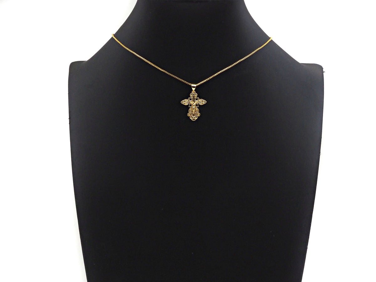 CZ Micro Pave Jesus Figure Ankh Cross Shaped Pendant/Charm,24K Gold Radiate Cubic Zirconia Pendant Charm,19x22mm,sku#F1263
