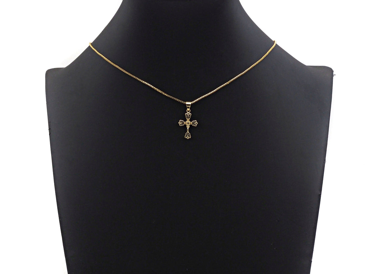 18k Dainty Gold Flower Cross Shape Charms, Dainty Charms,  Sku#F1300