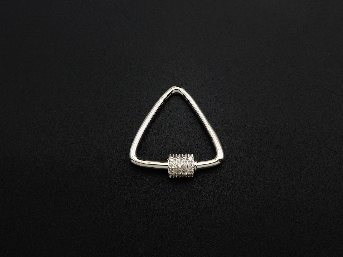 Clear CZ Micro pave Triangle Clasp, CZ Pave Lock, Gold/Silver/Rose Gold/Gunmetal Carabiner Clasp, 24x25mm, sku#H269