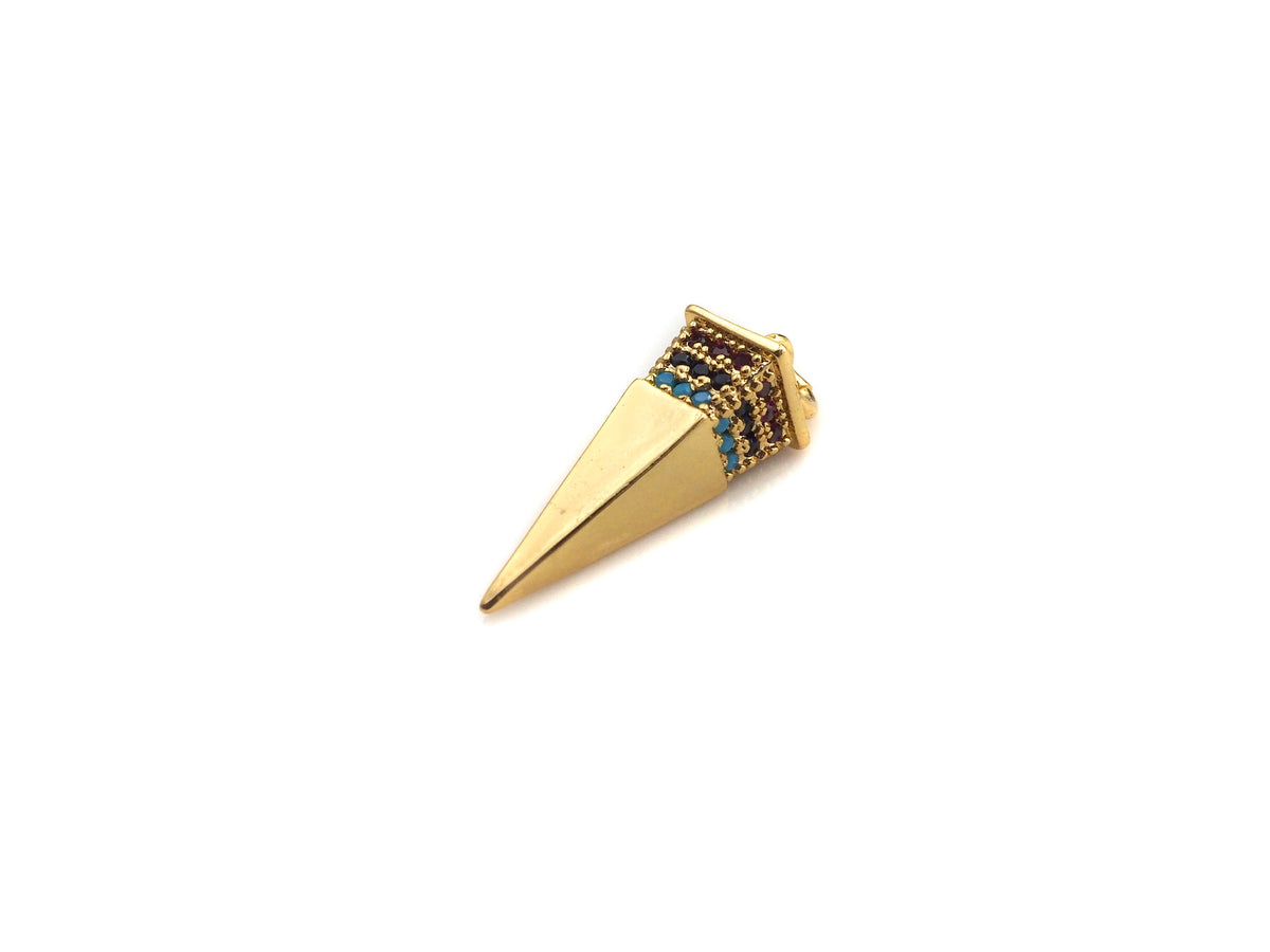 CZ Micro Pave Pyramid 3D Shape Pendant/Charm,Cubic Zirconia Paved Charm, SKU#F1137C