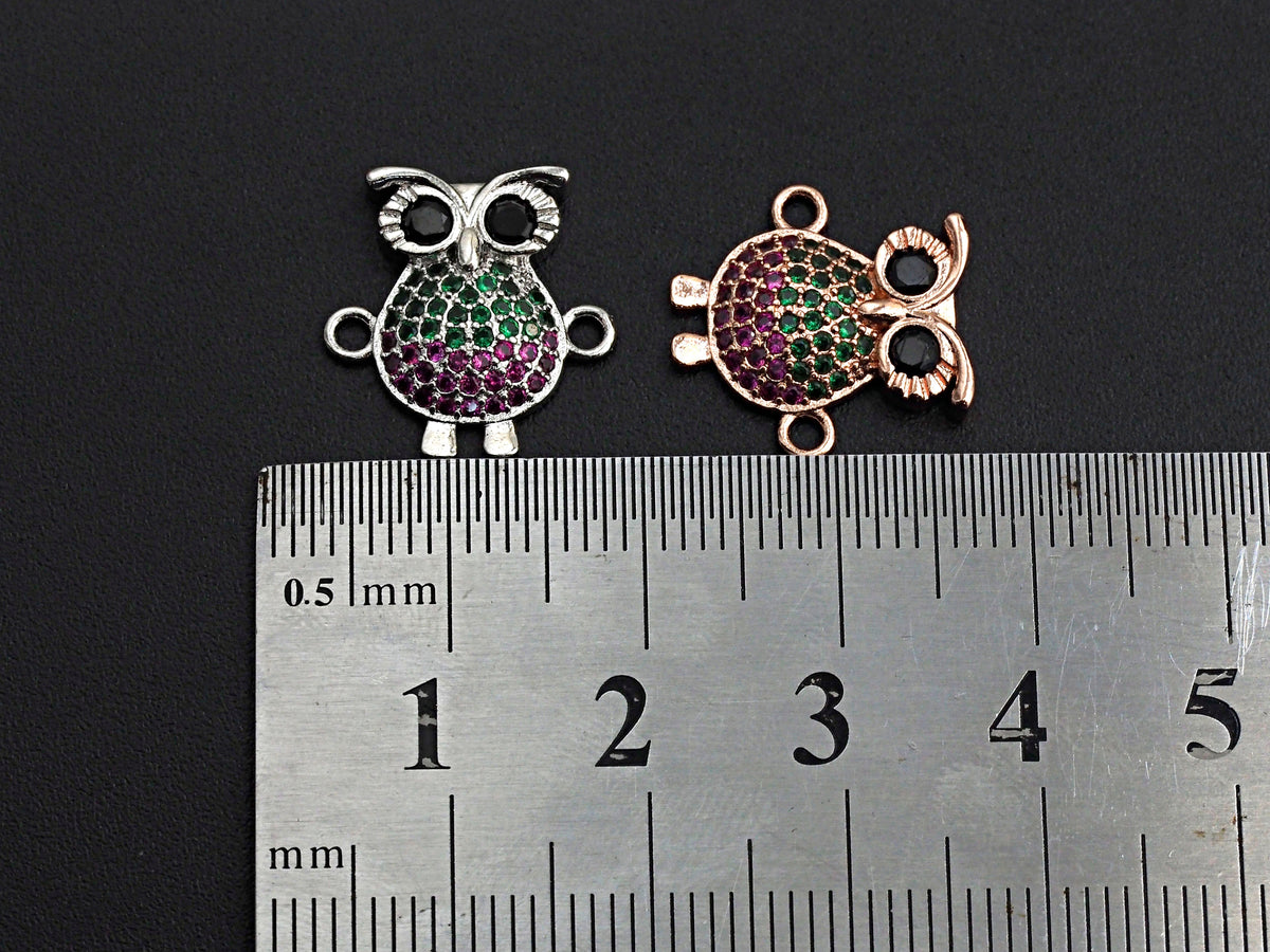 Clorful CZ Micro Pave Owe Connector, Gold/Rose Gold/Silver/Gunmetal plated, mm, Sku#FH108