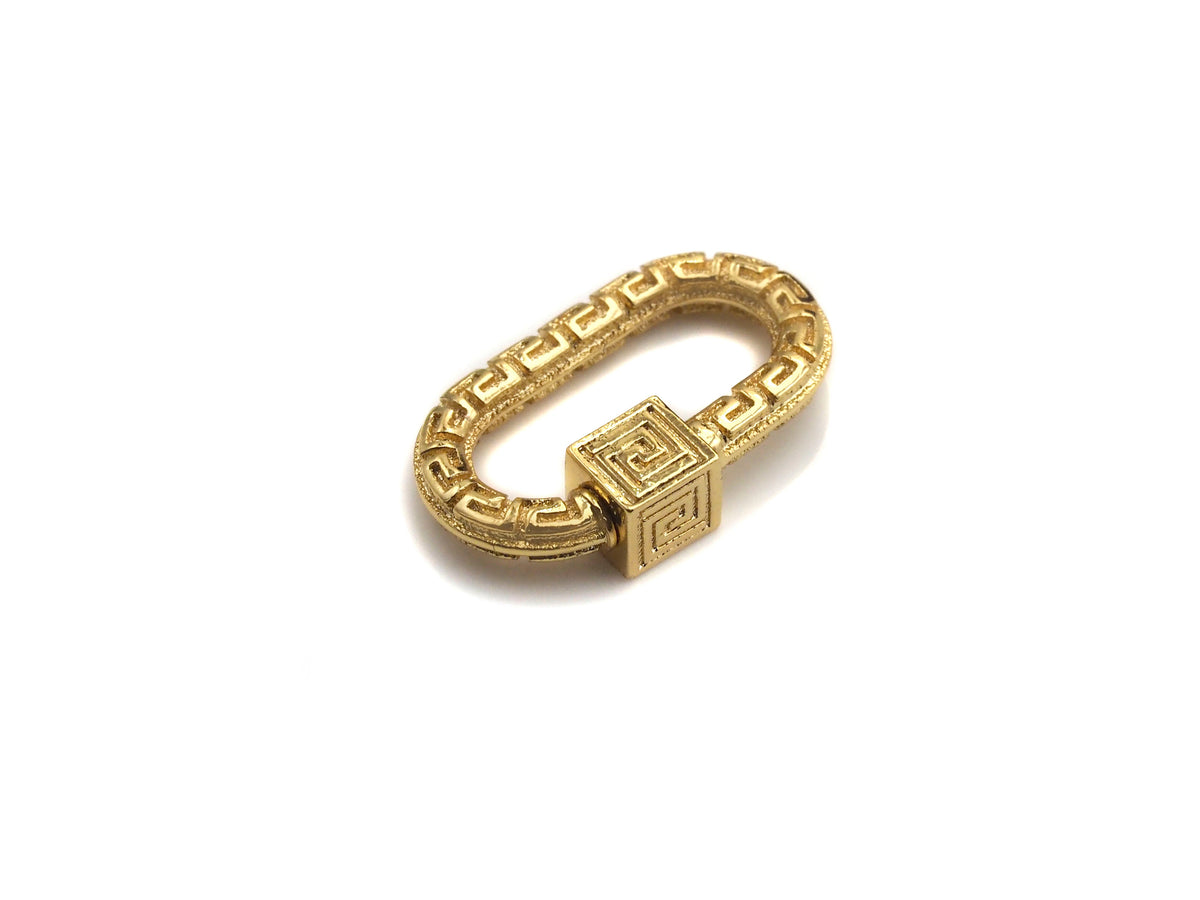 NEW Engraved Oval Shape Clasp, CZ Pave Clasp, Gold/Silver/Rose Gold/Gunmetal Carabiner Clasp, 14x23mm, sku#H205