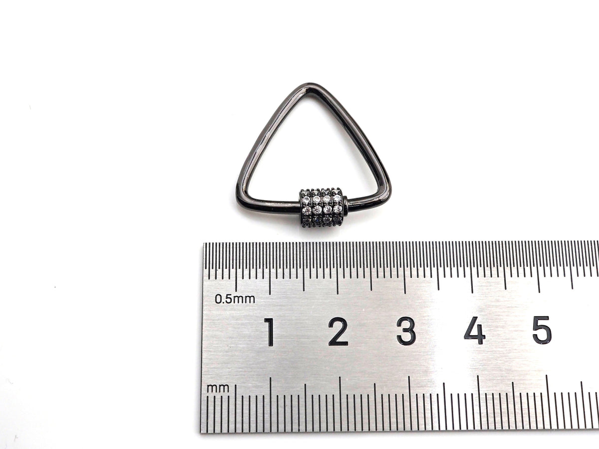 Clear CZ Micro pave Triangle Clasp, CZ Pave Lock, Gold/Silver/Rose Gold/Gunmetal Carabiner Clasp, 24x25mm, sku#H269
