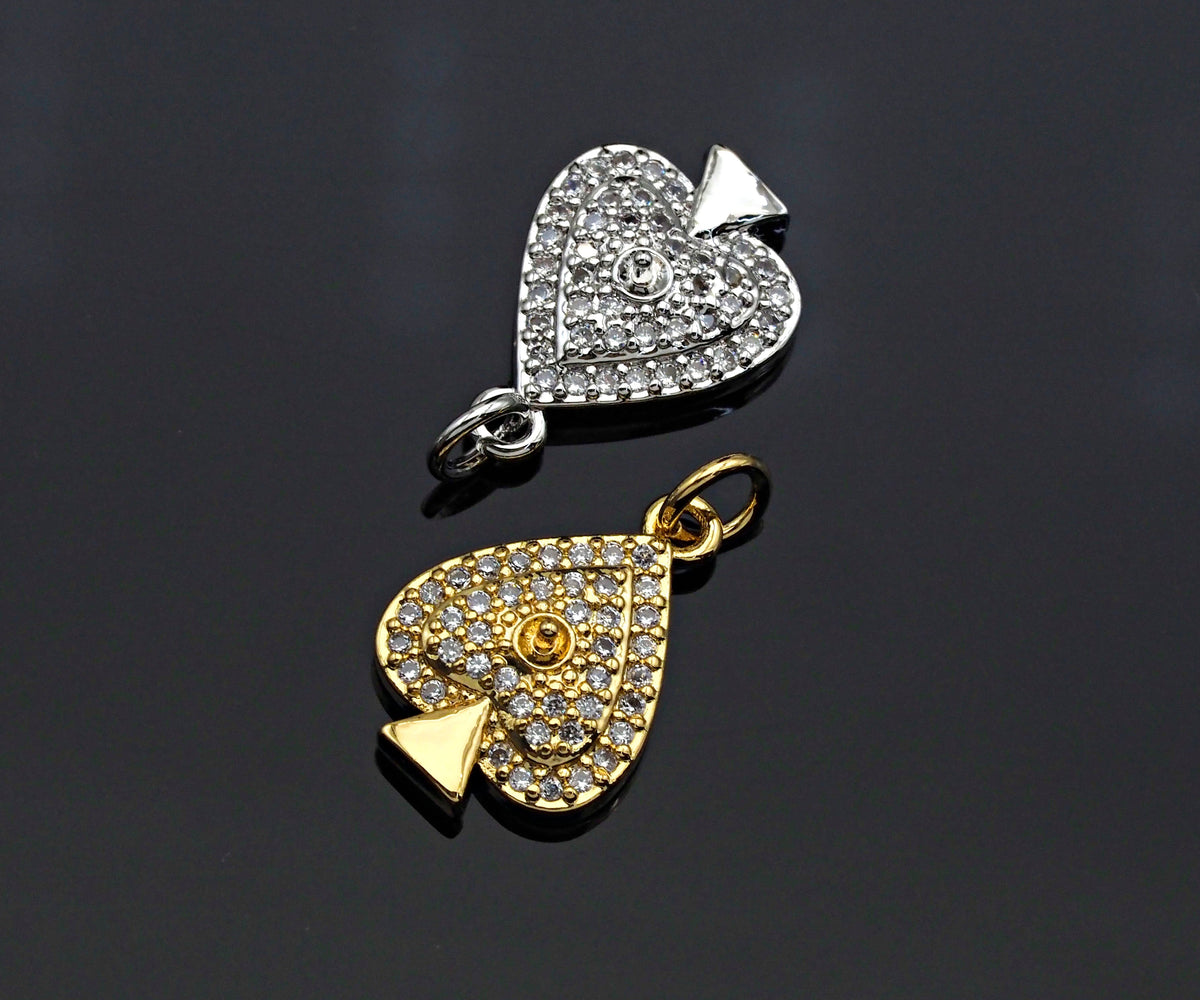 CZ Micro Pave Peach Heart Shape Pendant,  12x17mm, sku#F1264C