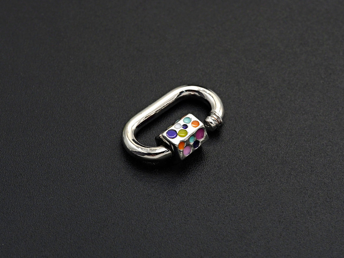 NEW Colorful Enamel Oval Shape Clasp, CZ Pave Clasp, Gold/Silver/Rose Gold/Gunmetal Carabiner Clasp, 15x22mm, sku#H230