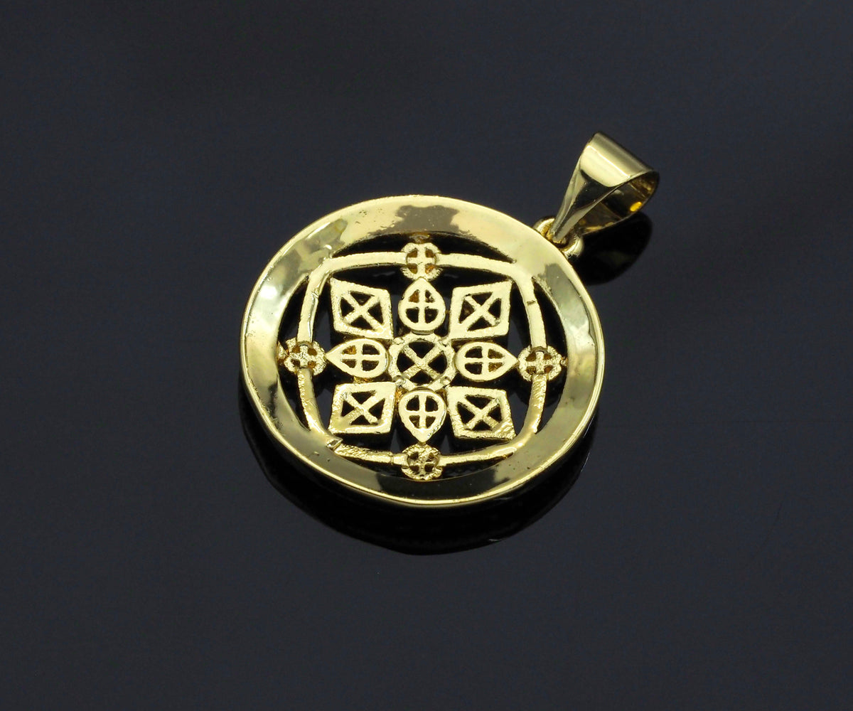Dainty Gold Hollowed-out Rhombus Round Charms, Dainty Charms, Gold  Pendant, Round Necklace Charms, 17x19mm, Sku#F1302