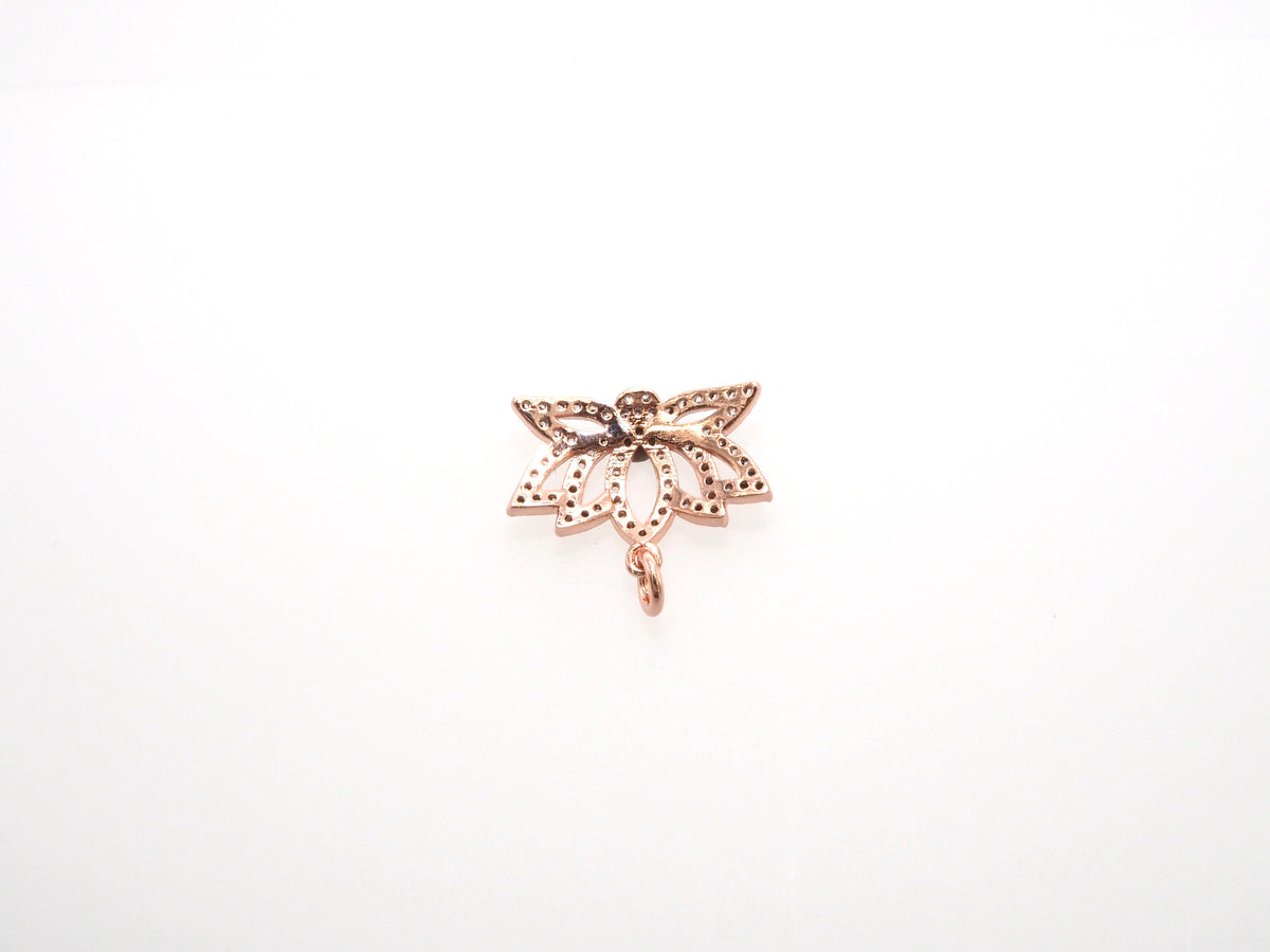 CZ Micro Pave lotus Flower Charm, Lotus Flower Cubic Zirconia Pendant,Gold/Silver/Black, Yoga Charm Findings, 15x19mm,SKU#F481