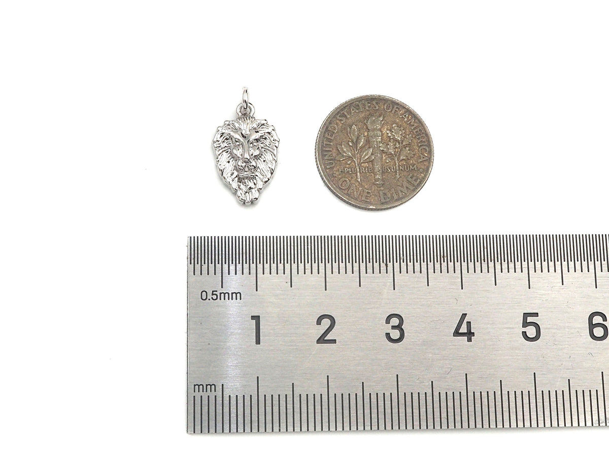 Dianty Embossment Lion Head Shape Pendant/Charm,, Sku#F1368C