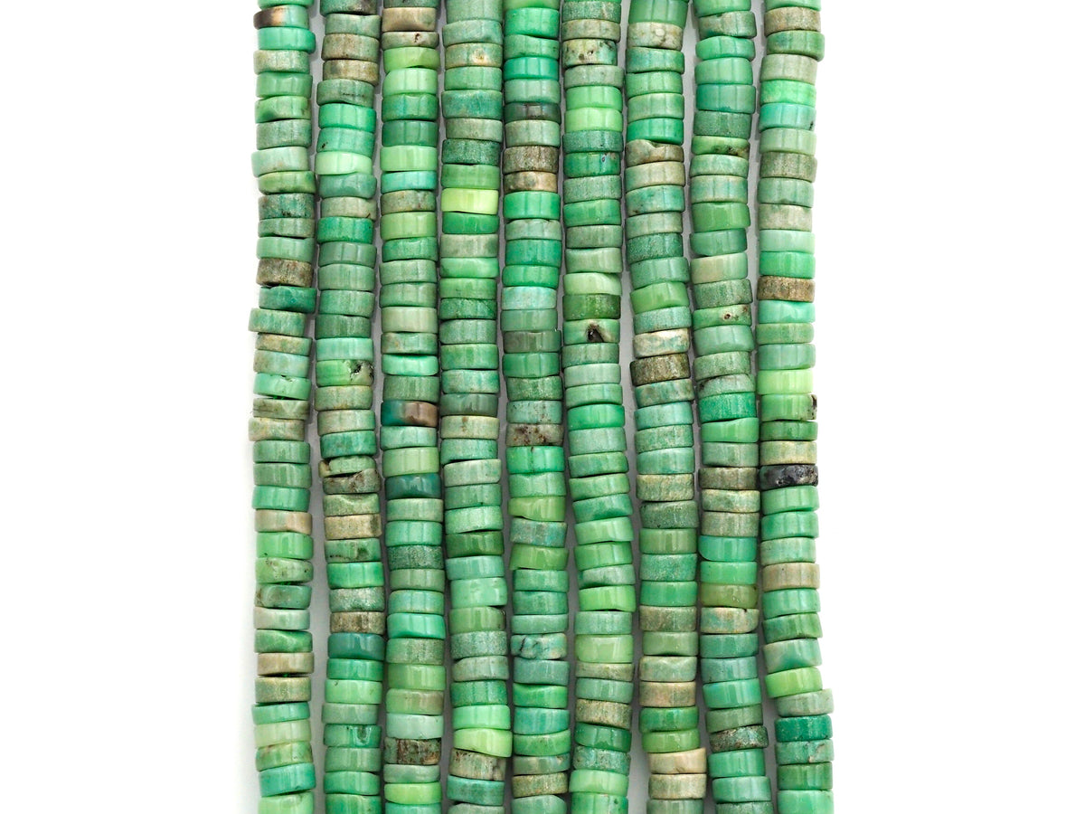 Natural Green Opal Heshi Gemstone Beads, Beads size 4x1.5mm, Green Opal Beads, 15.5" Full Strands, sku#U621