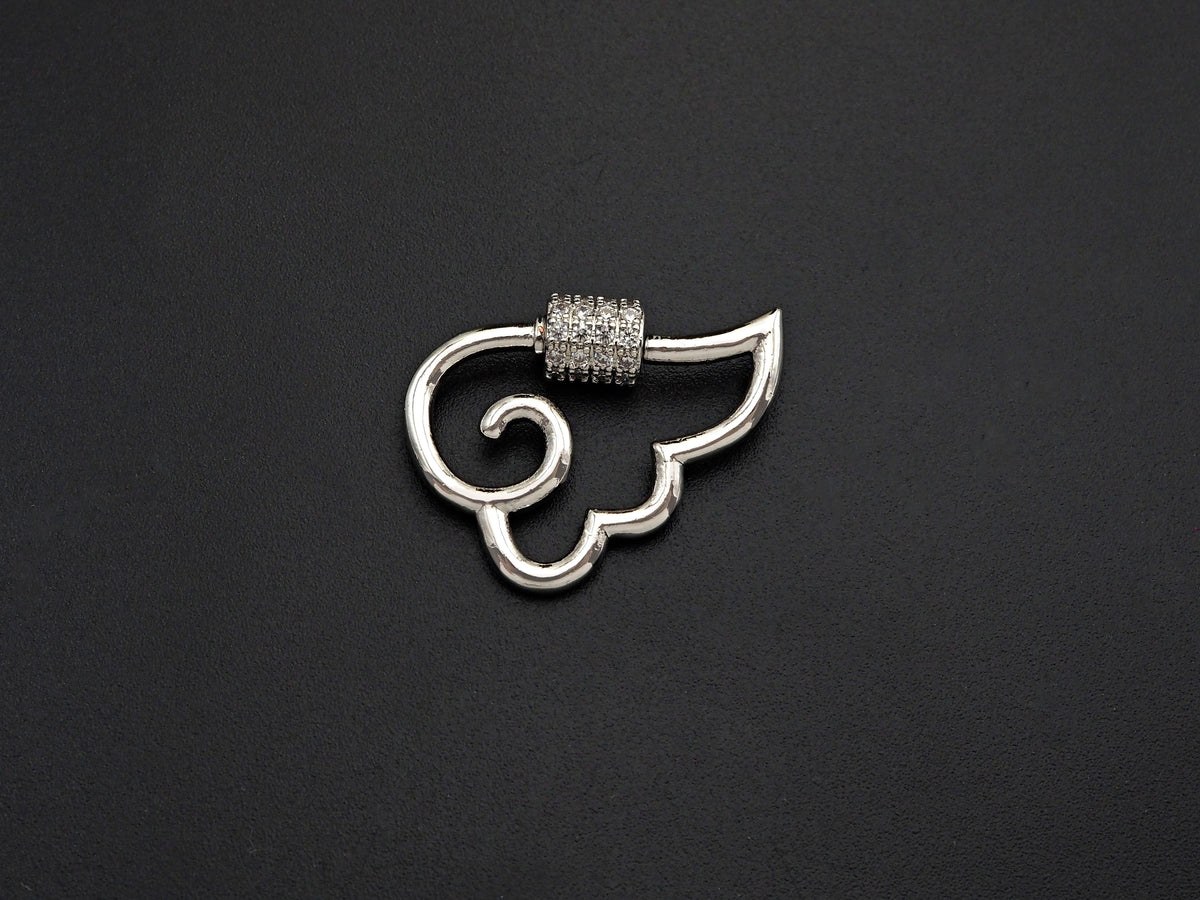 Clear CZ Micro pave Wing Clasp, CZ Pave Cloud Clasp, Gold/Silver/Rose Gold/Gunmetal Carabiner Clasp, 19x25mm, sku#H272