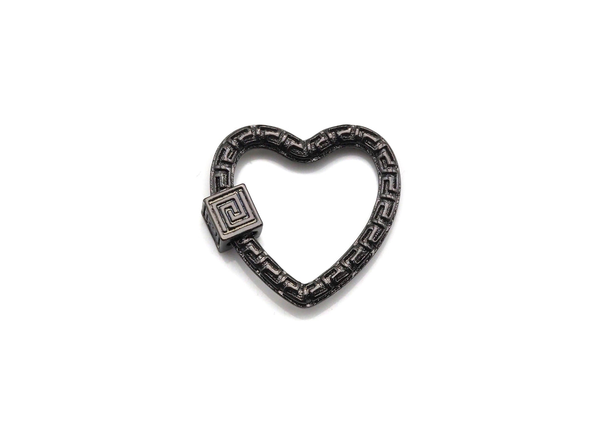 NEW Engraved Heart Shape Clasp, Heart Clasp, Gold/Silver/Rose Gold/Gunmetal Carabiner Clasp, 23mm, sku#H208