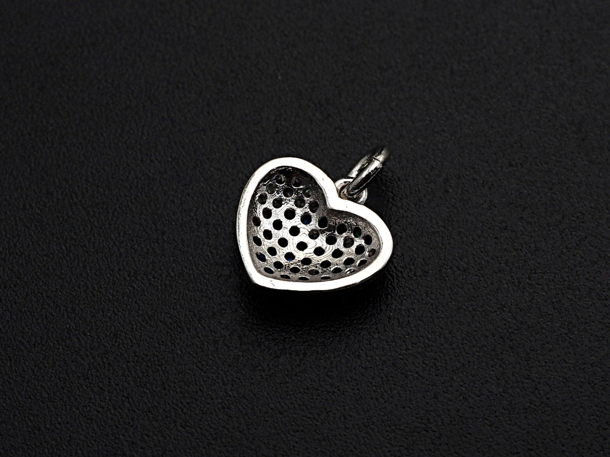 Clorful CZ Micro Pave Mini Heart Pendant, Heart Shaped Pave Pendant, Gold/Rose Gold/Silver/Gunmetal plated, 10mm, Sku#FH40