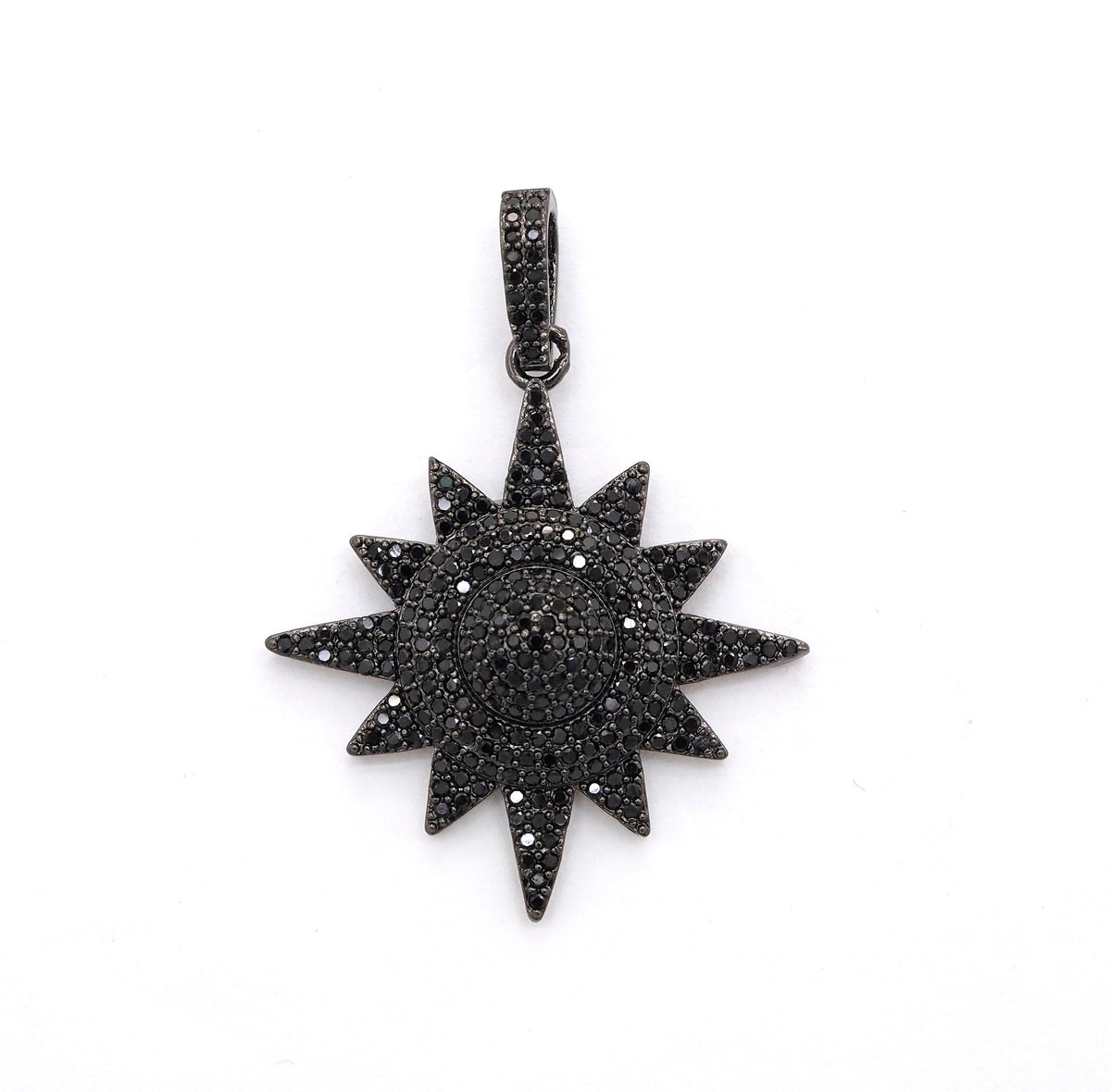 Black CZ Pave On Black Micro Pave Star Charm Beads, Cubic Zirconia Paved Star Charm,32x36mm, sku#F541