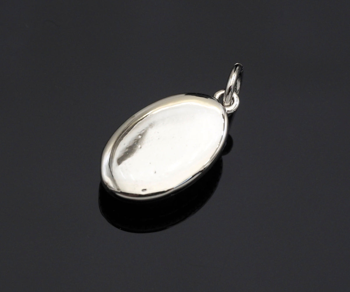 CZ Micro Pave Embossed Diamond On Oval Shape Pendant, Sku#F1229C
