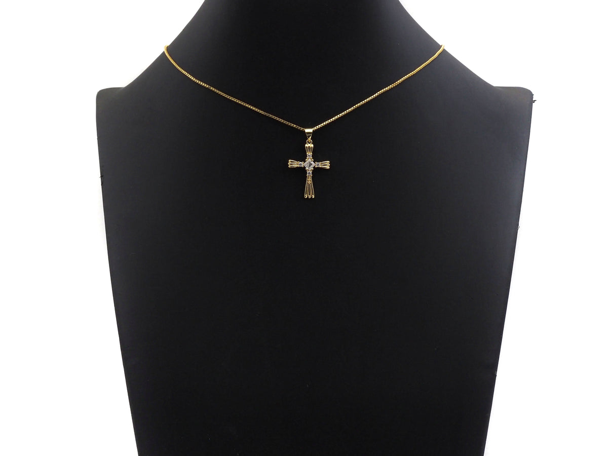 CZ Micro Pave Cross Shape Charm/Pendant, Gold Cross Shape Charm, Pave Cross Pendant,19x26mm, Sku#F1211