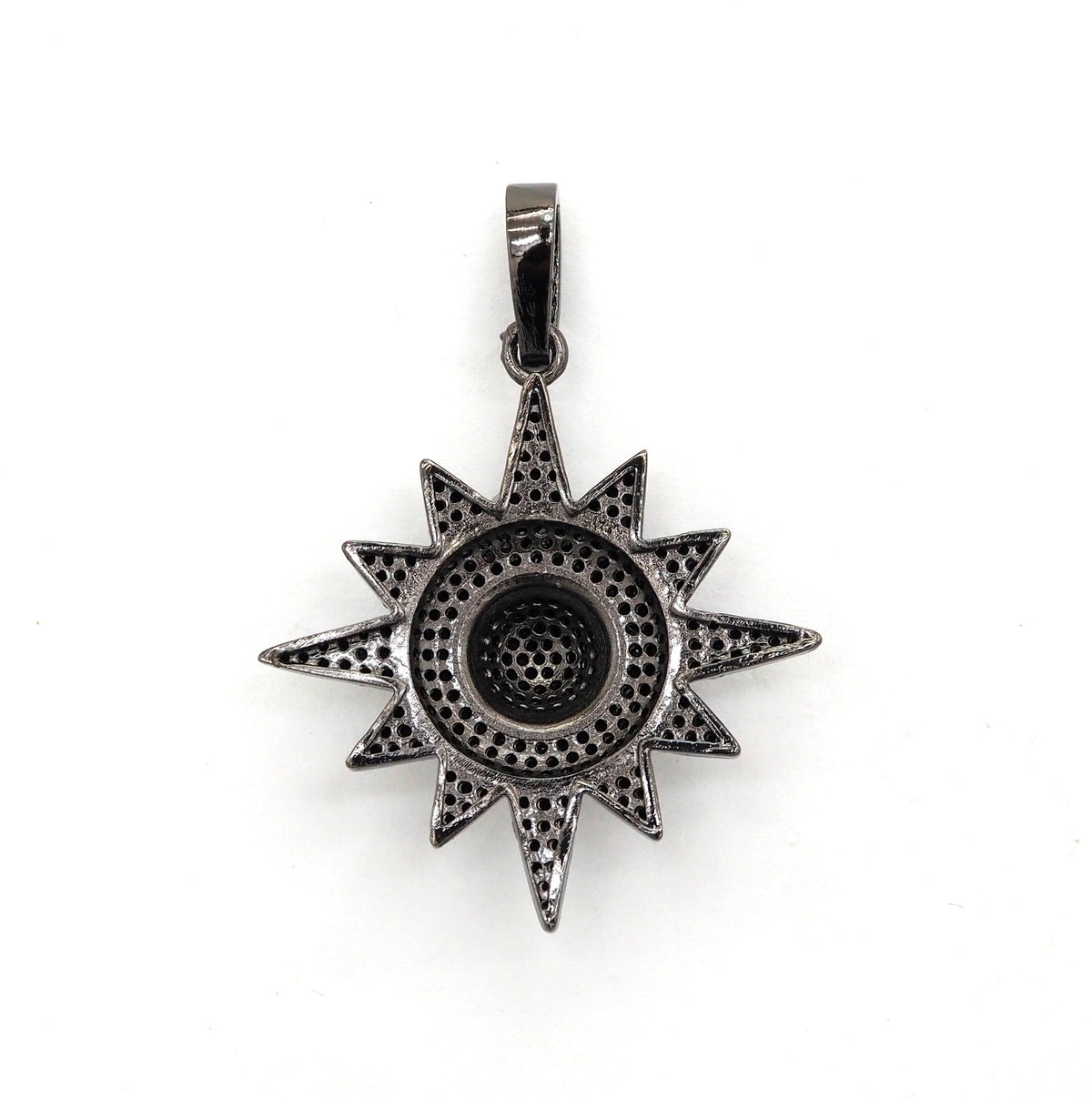 Black CZ Pave On Black Micro Pave Star Charm Beads, Cubic Zirconia Paved Star Charm,32x36mm, sku#F541
