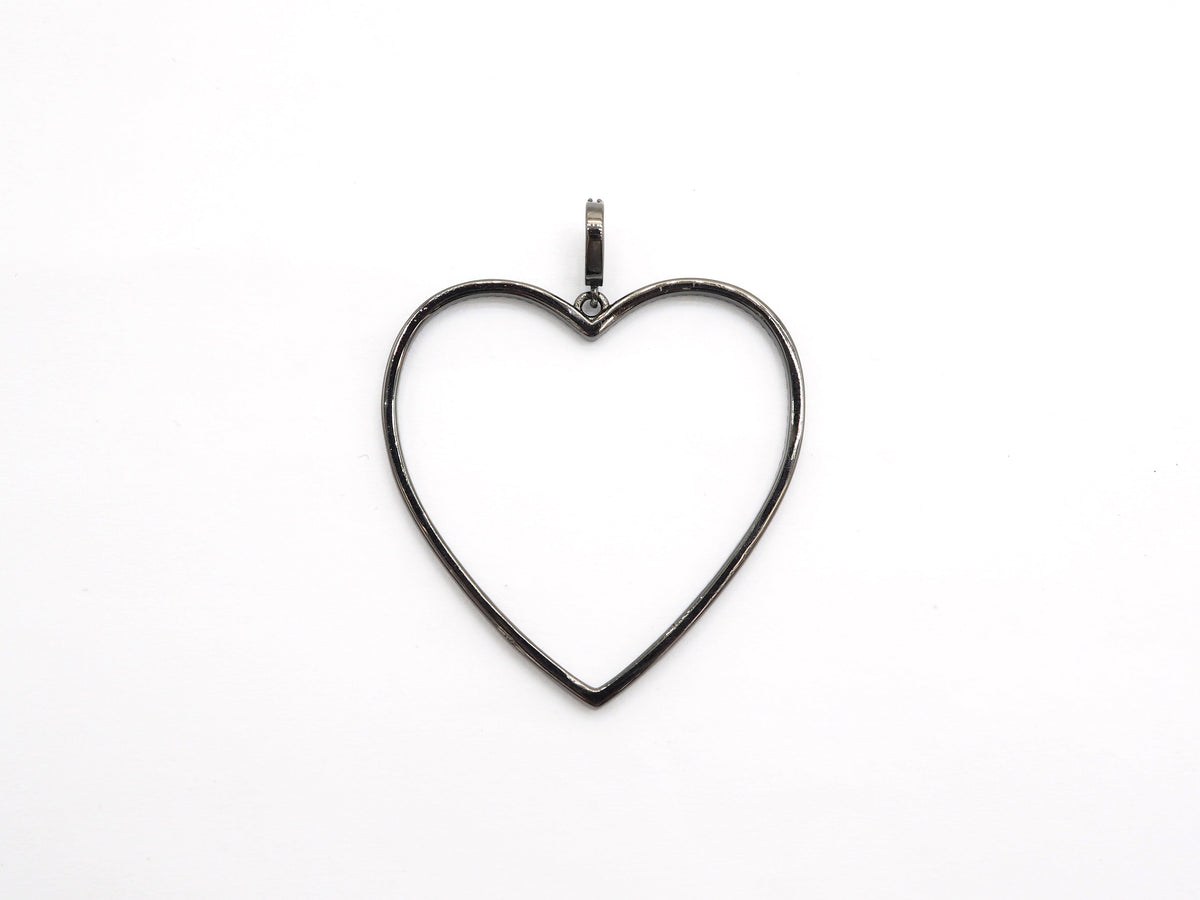 CZ Micro Pave Large Hollow out Open Heart Pendant, Cubic Zirconia Pave Pendant, Fashion Jewelry Findings, 43x43mm, sku#F543
