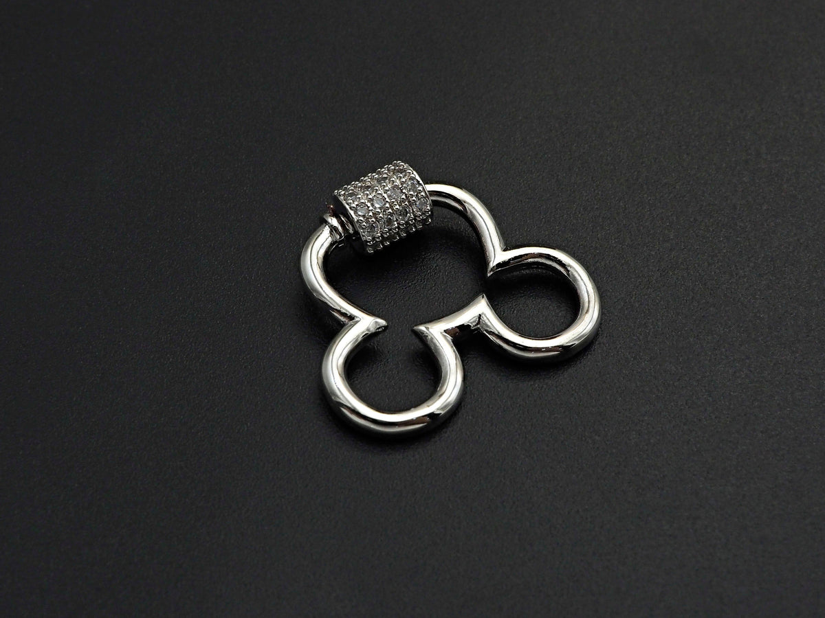 Clear CZ Micro pave Mickey Mouse Head Clasp, CZ Pave Lock, Carabiner Clasp, Chain Connector, 24x22mm,mm, sku#H273