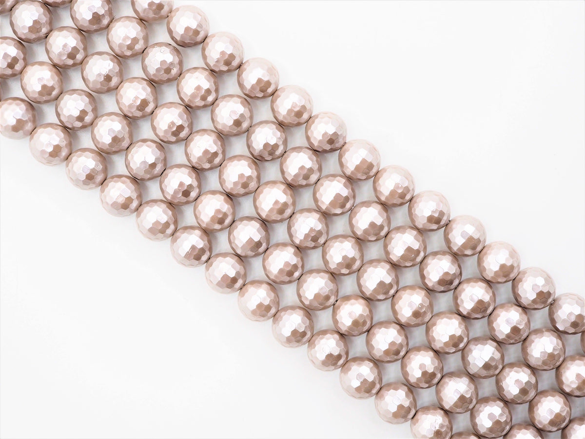 Wholesale Quality Natural Mother of Pearl Sliver Gray Round Facted beads, 6mm/8mm/10mm/12mm/14mm Gray MOP Beads, 15.5inch strand, SKU#T114
