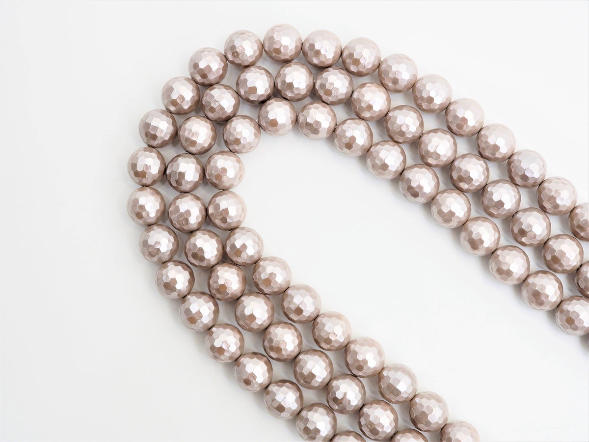 Wholesale Quality Natural Mother of Pearl Sliver Gray Round Facted beads, 6mm/8mm/10mm/12mm/14mm Gray MOP Beads, 15.5inch strand, SKU#T114