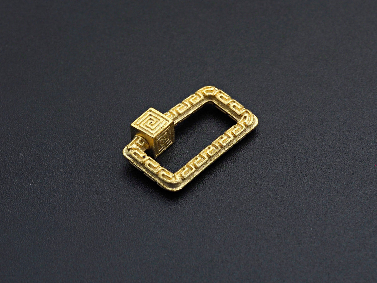 Engraved Rectangle Shape Clasp, CZ Pave Clasp, Gold/Silver/Rose Gold/Gunmetal Carabiner Clasp, 14x23mm, sku#H210