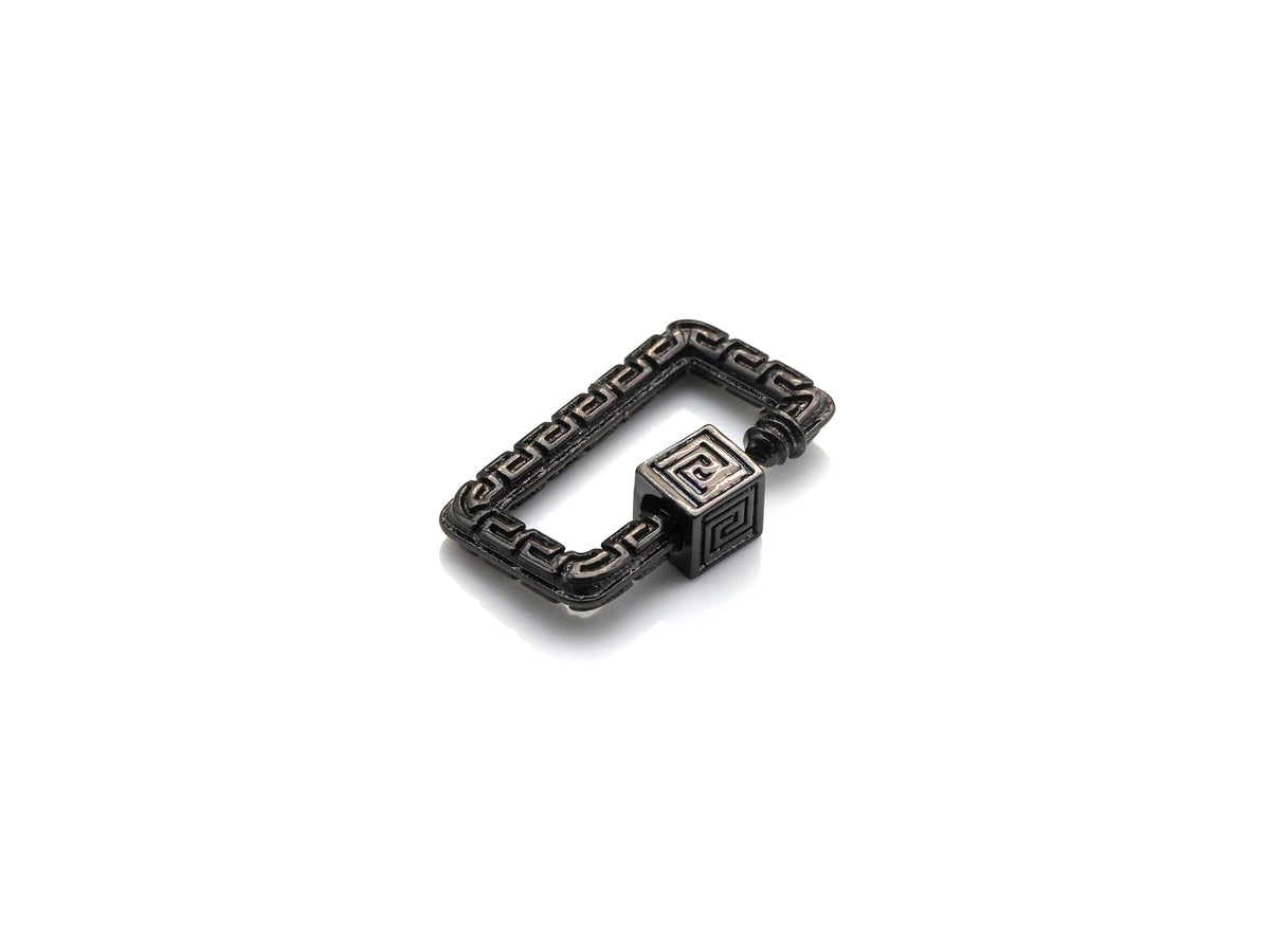 Engraved Rectangle Shape Clasp, CZ Pave Clasp, Gold/Silver/Rose Gold/Gunmetal Carabiner Clasp, 14x23mm, sku#H210