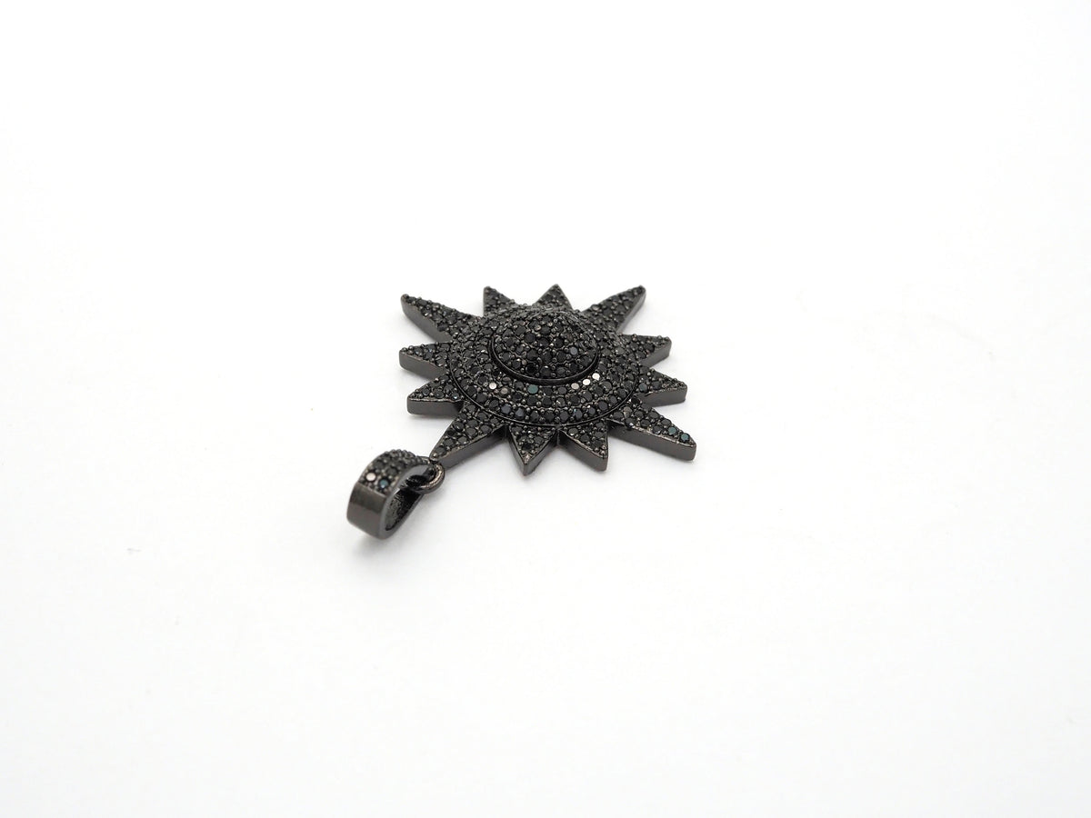 Black CZ Pave On Black Micro Pave Star Charm Beads, Cubic Zirconia Paved Star Charm,32x36mm, sku#F541