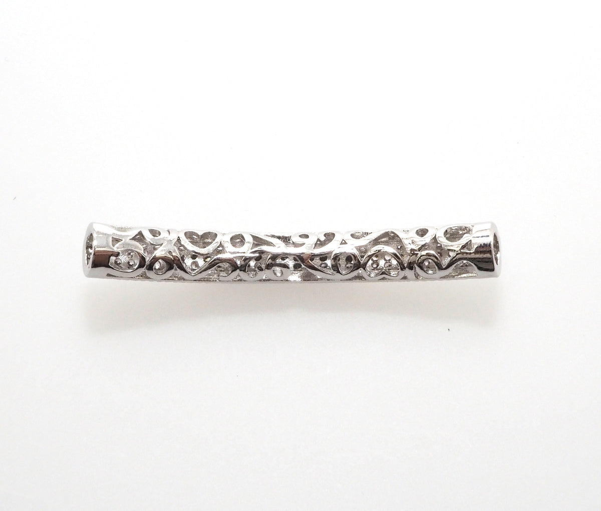 Clear CZ Pave  Half Full Pave Bar Tube Connector, CZ Pave Connector, Gold/Rose Gold/Black/Silver Spacer Tube, 5x40mm,sku#G399