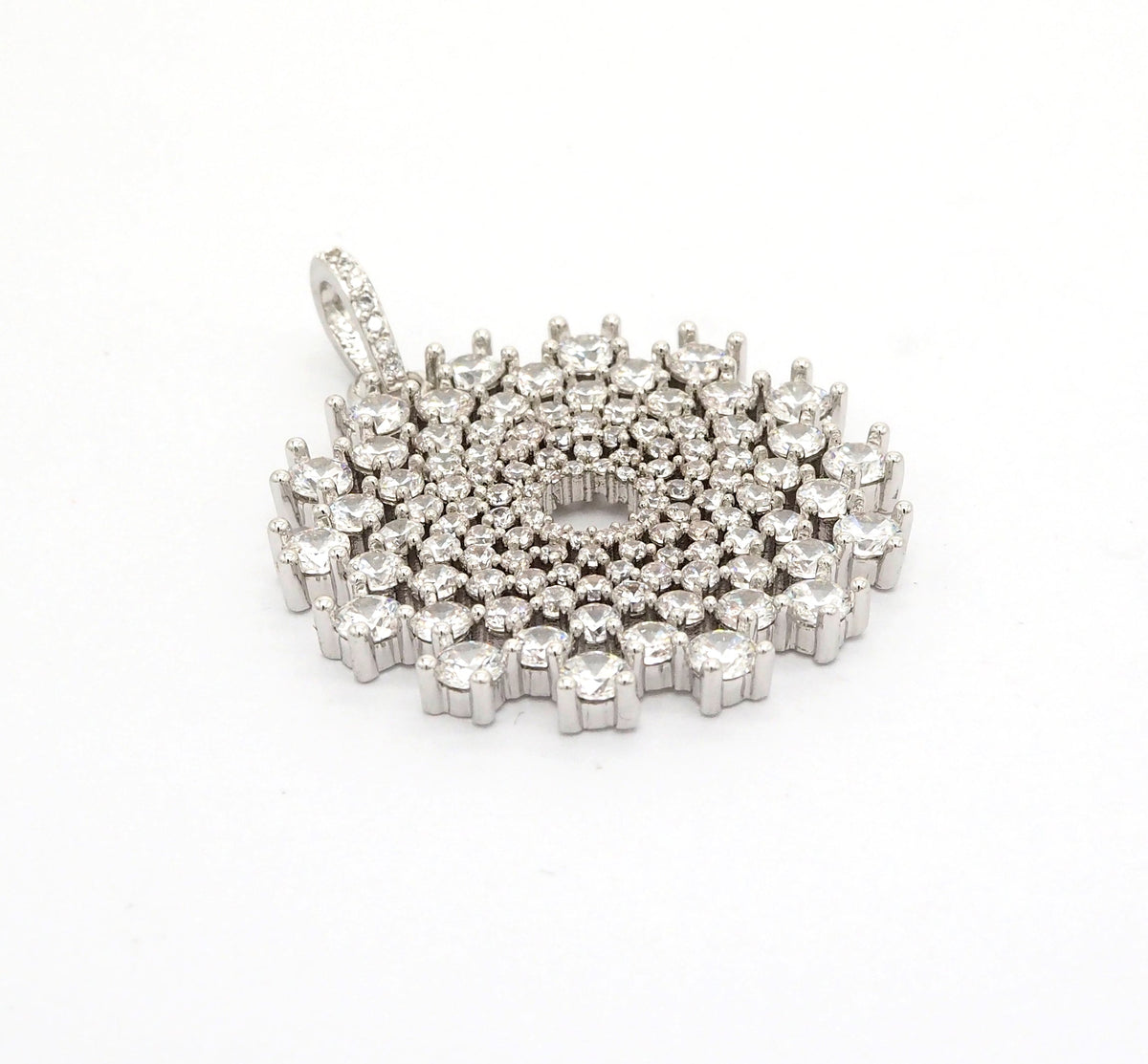40mm Large CZ Micro Pave Shiny Radial Flower Pendant/Charm, Cubic Zirconia Paved Charm, Filigree Necklace Bracelet Charm Pendant,sku#F506
