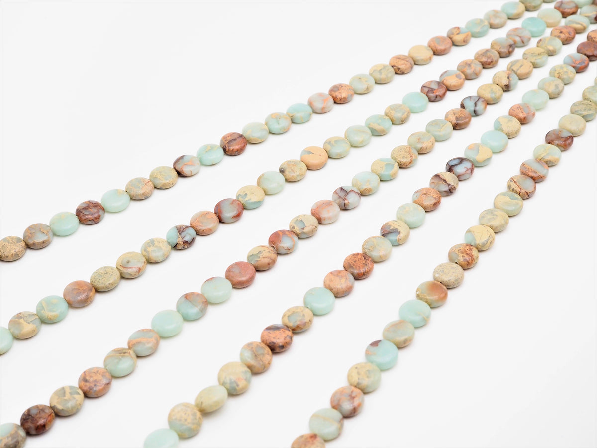Quality Natural Serpentine Flat Coin Smooth Beads,10mm African Opal beads, Gemstone Beads, 15.5inch strand, SKU#U314