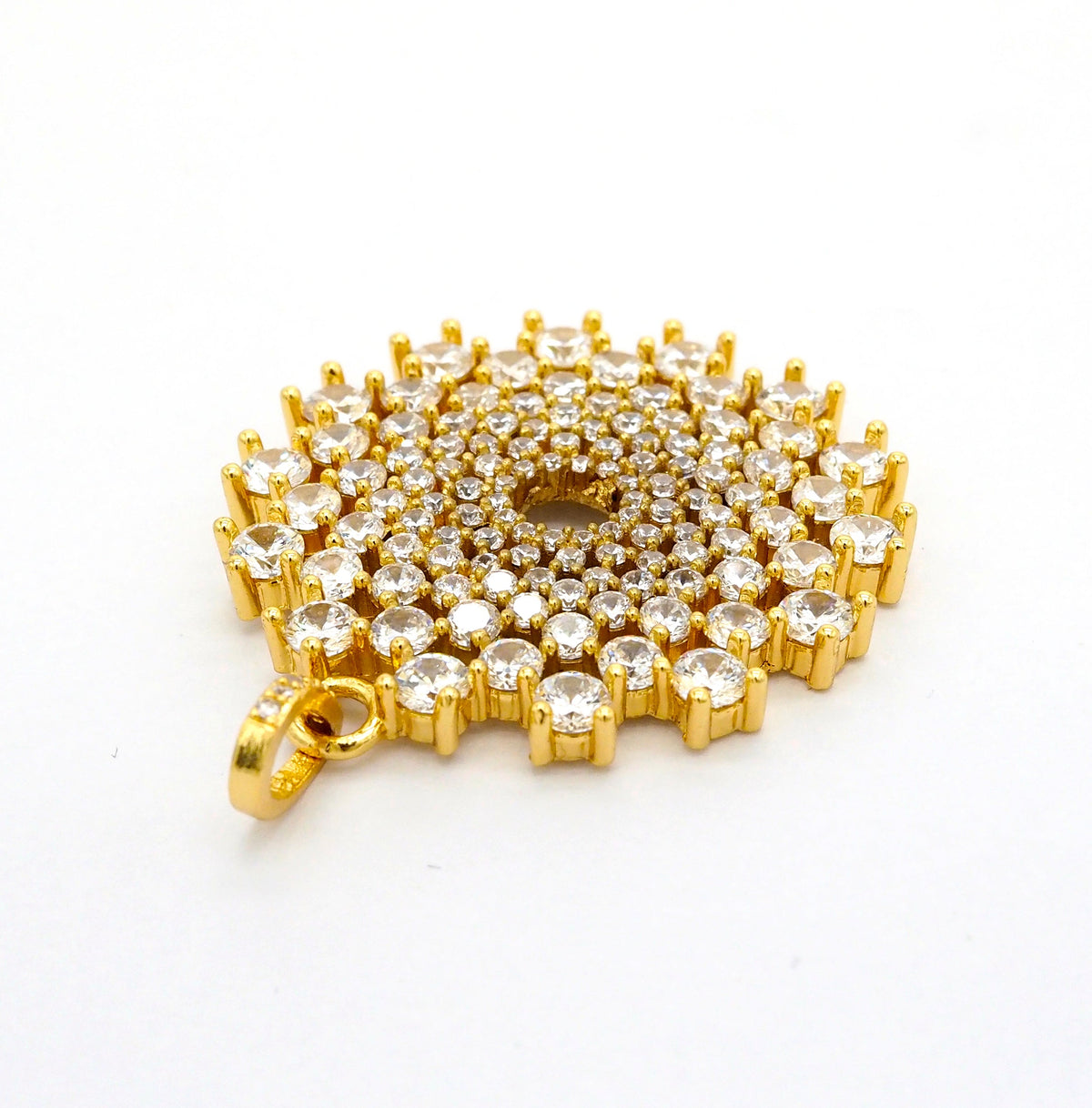 40mm Large CZ Micro Pave Shiny Radial Flower Pendant/Charm, Cubic Zirconia Paved Charm, Filigree Necklace Bracelet Charm Pendant,sku#F506