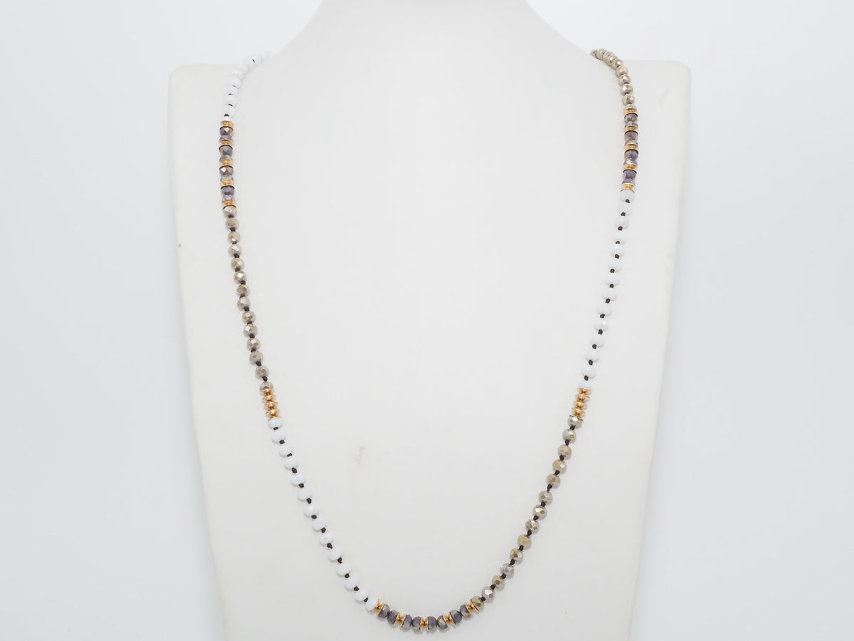 36 Long Hand Knotted Multi Color Crystal Necklace, sku #D30C