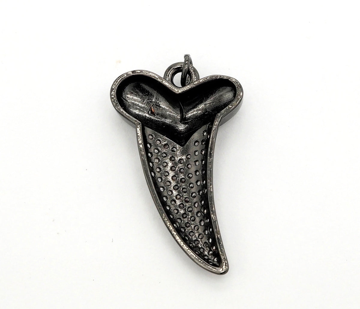 CZ Micro Pave Horn With Heart Pendant/Charm,Cubic Zirconia Paved Charm, Necklace Bracelet Charm Pendant, 22x37mm,sku#F513