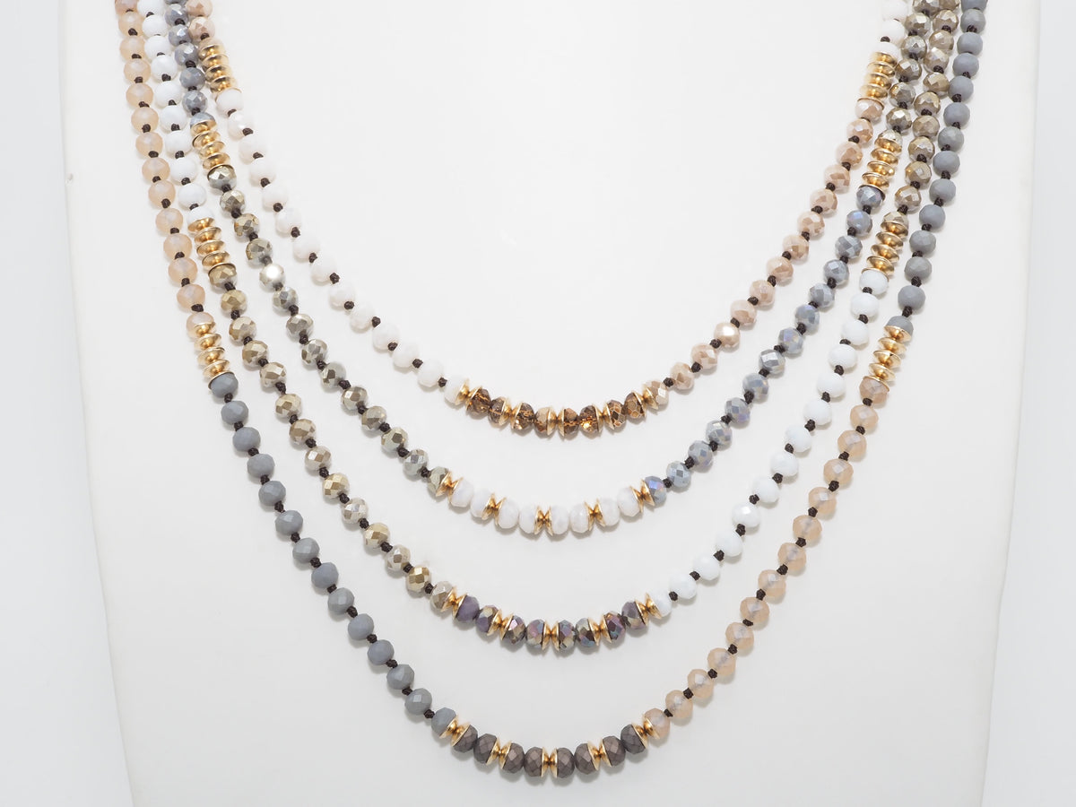 36 Long Hand Knotted Multi Color Crystal Necklace, sku #D30C