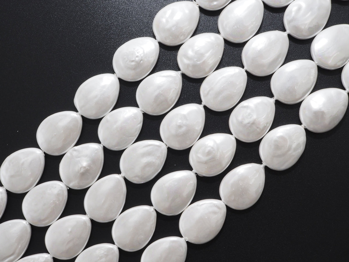 Quality Plated White Mother of Pearl, Mop Shell, Teardrop Shape White Pearl,SKU#U239c