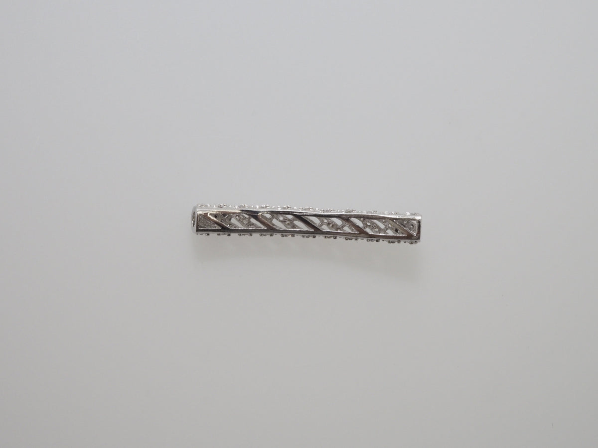 CZ Micro Pave Twill Curved Tube Beads, Tube Beads for Bracelet, CZ Pave Spacer, Gold/Rose Gold/Black/Silver Spacer Tube, 5x35mm,sku#G400C