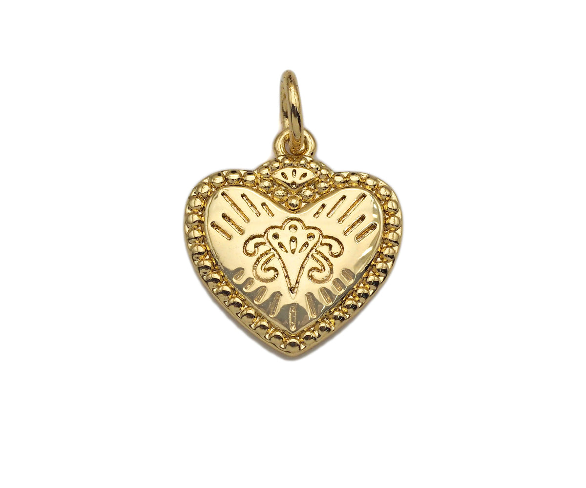 CZ Micro Pave Falling Heart Shape Pendant, Gold/Silver Plated Jewelry, Necklace Bracelet Charm Pendant, Heart Charm, 13x14mm,sku#F1215