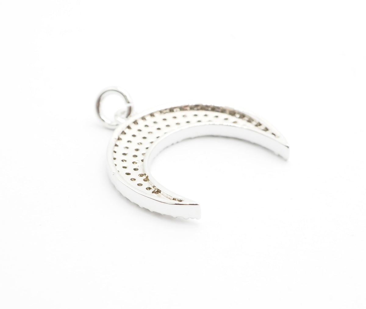 CZ Micro Pave Crescent Moon Pendant, CZ Pave Horn Findings, Micro Paved Horn Pendant, 20mm,sku#F550