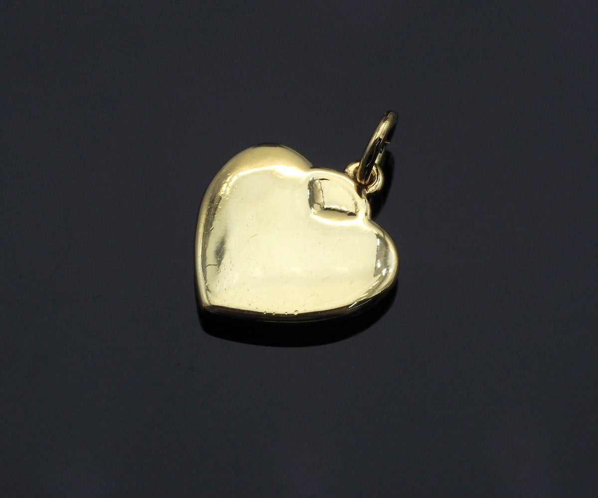 CZ Micro Pave Falling Heart Shape Pendant, Gold/Silver Plated Jewelry, Necklace Bracelet Charm Pendant, Heart Charm, 13x14mm,sku#F1215