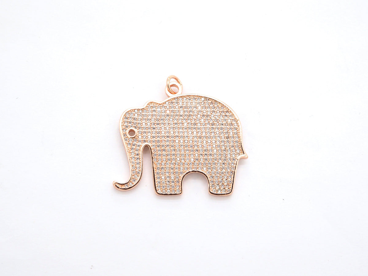 CZ Micro Pave Large Elephant Pendant/Focal,Cubic Zirconia Paved Charm, Necklace Bracelet Charm Pendant, 32x35mm, sku#F520