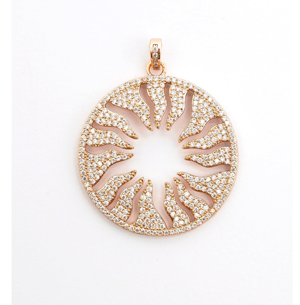 CZ Micro Pave Hollow out Floral Flower Flame Pendant/Charm, Cubic Zirconia Pendant Charm,35x38mm,sku#F495