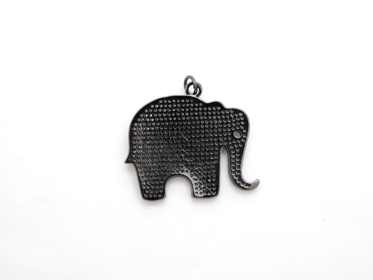 CZ Micro Pave Large Elephant Pendant/Focal,Cubic Zirconia Paved Charm, Necklace Bracelet Charm Pendant, 32x35mm, sku#F520
