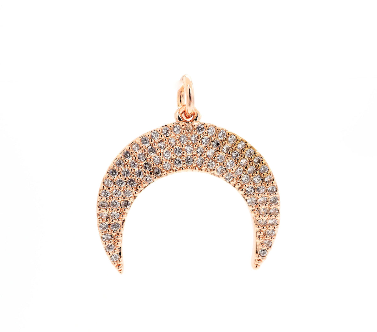 CZ Micro Pave Crescent Moon Pendant, CZ Pave Horn Findings, Micro Paved Horn Pendant, 20mm,sku#F550
