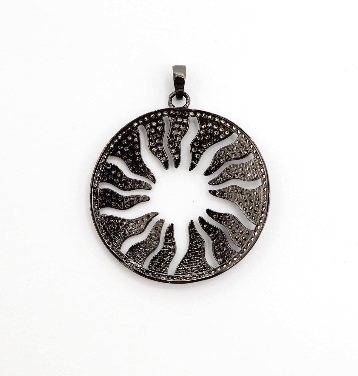 CZ Micro Pave Hollow out Floral Flower Flame Pendant/Charm, Cubic Zirconia Pendant Charm,35x38mm,sku#F495