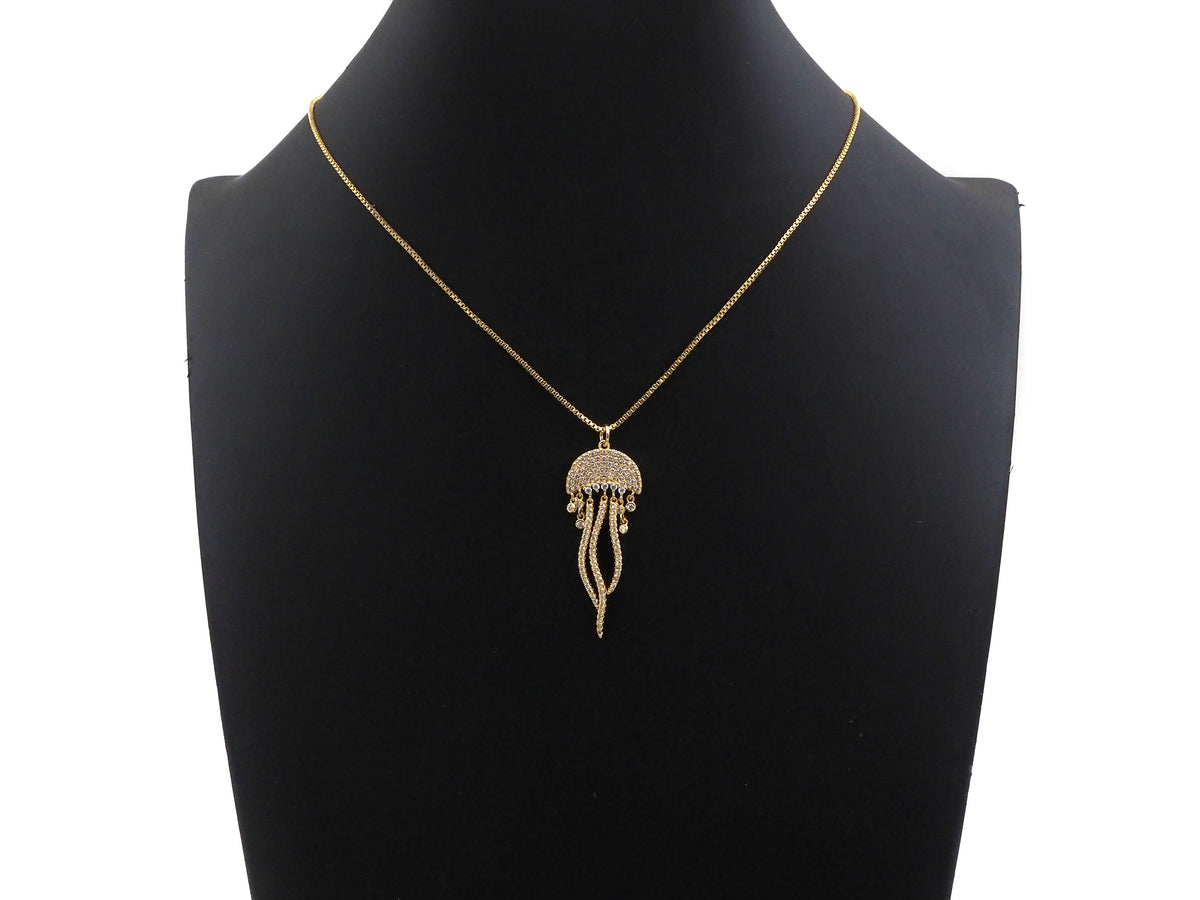 CZ Micro Pave Jellyfish Shape Pendant, SKU#F1233C