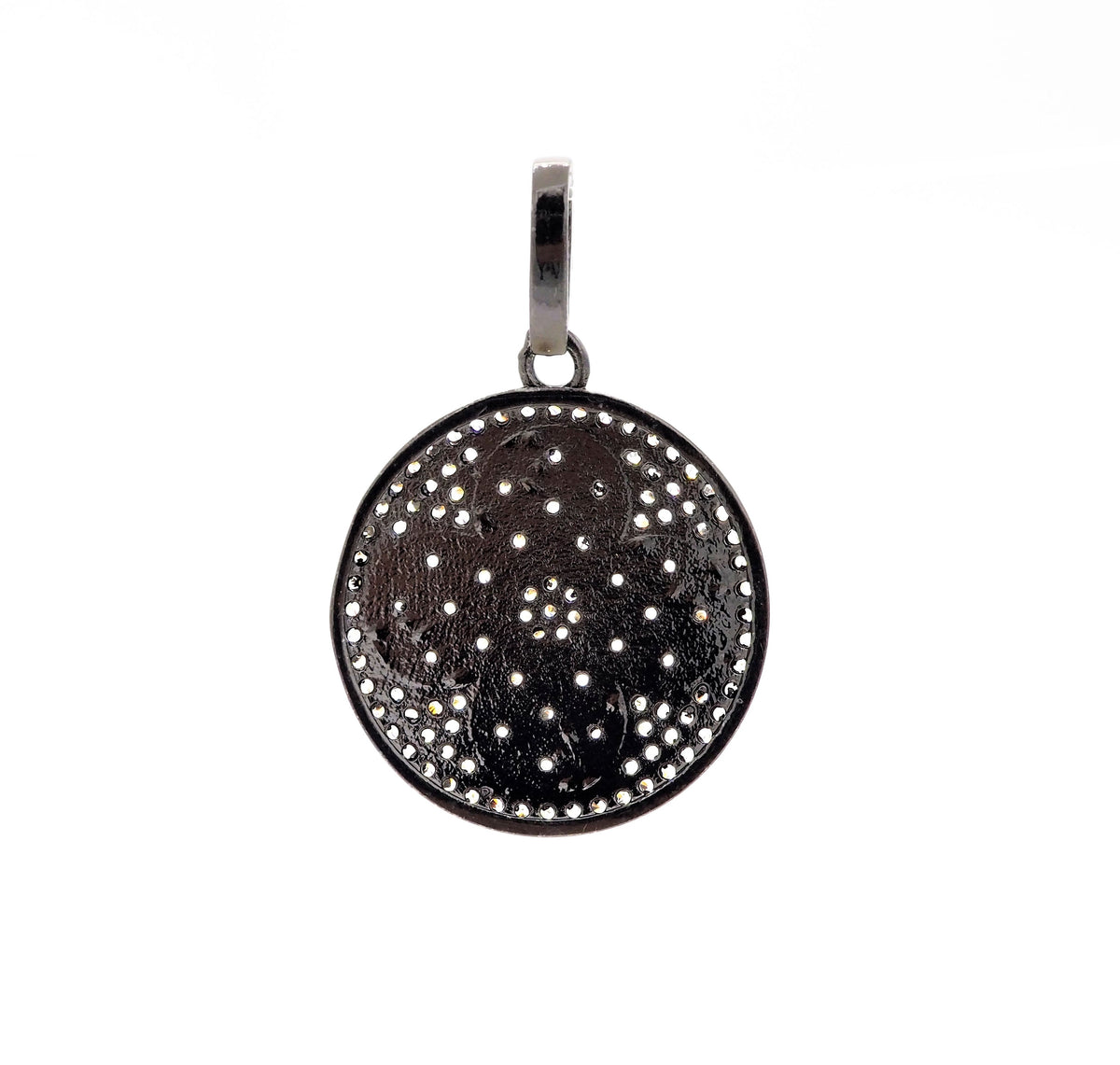 19mm/38mm CZ Dual Color Clover Flower Round Charm, Sku#F549c
